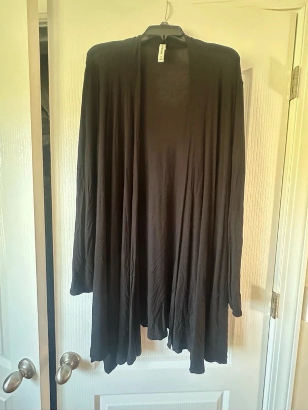 Zenana Outfitters Black Open-Front Draped Cardigan